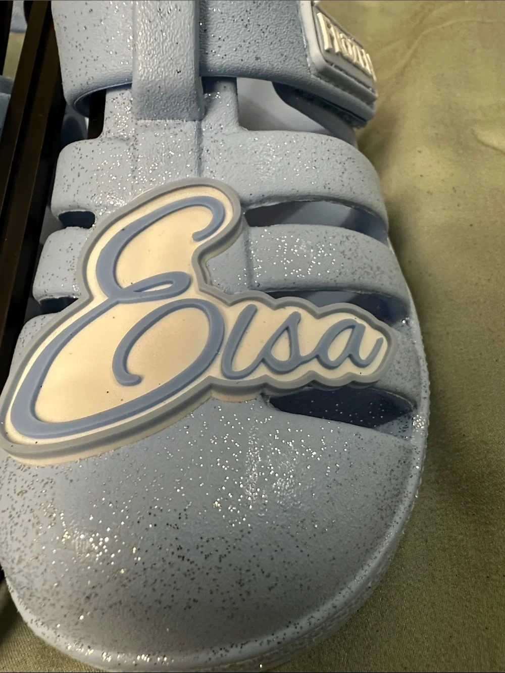 Girls Light Blue Elsa Jelly Sandals with Character Charm - Size 8